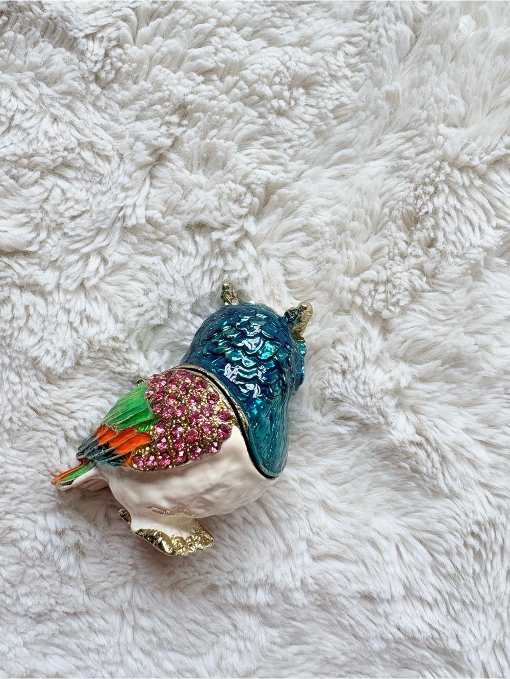 Vintage‑Style Owl Trinket Box | Jeweled Collectible Decor Whimsical Cottagecore - Picture 4 of 8